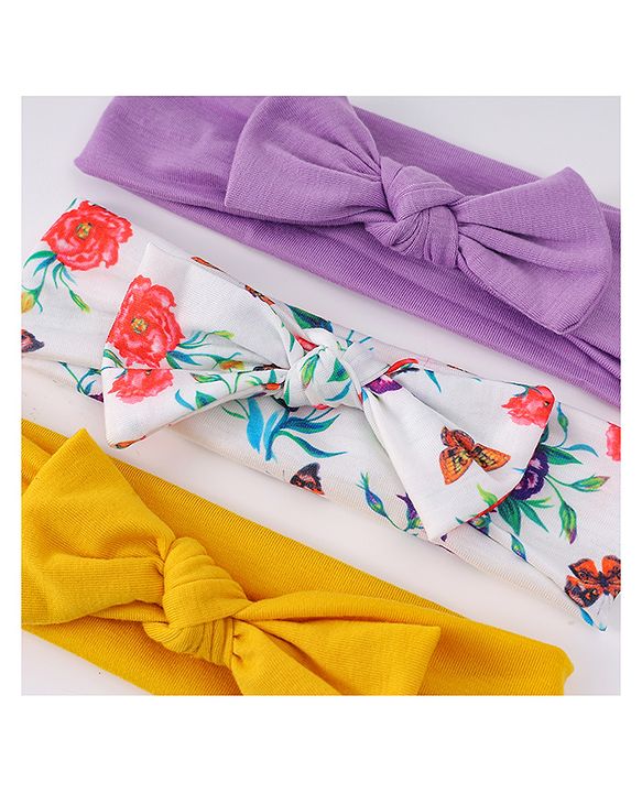 Babyhug Headbands with Knot Detailing with Floral Print Pack of 3 - Multicolor