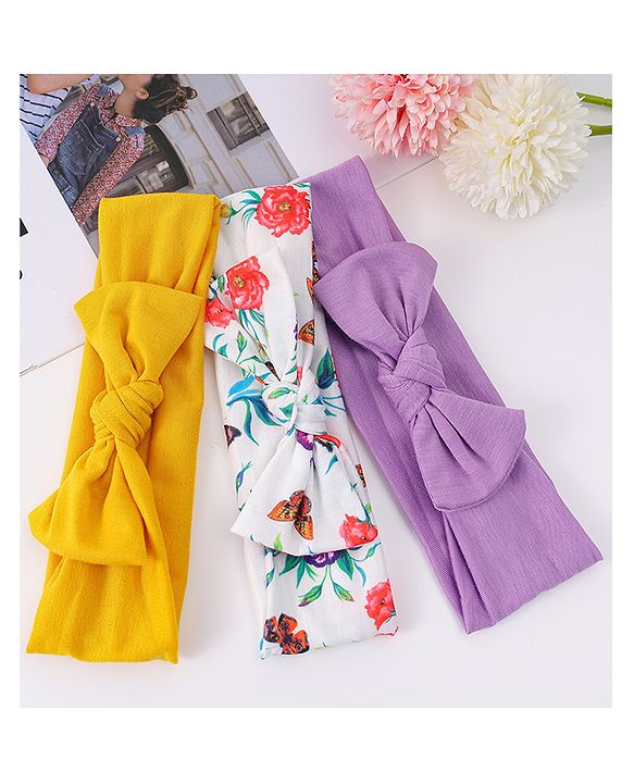 Babyhug Headbands with Knot Detailing with Floral Print Pack of 3 - Multicolor