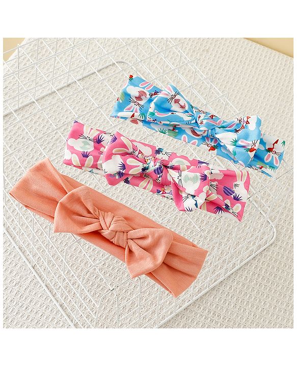 Babyhug Bow Applique Headbands Pack of 3 - Multicolor
