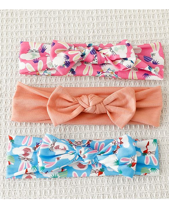 Babyhug Bow Applique Headbands Pack of 3 - Multicolor