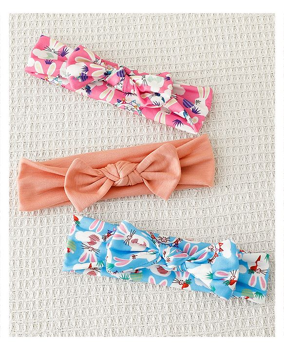 Babyhug Bow Applique Headbands Pack of 3 - Multicolor