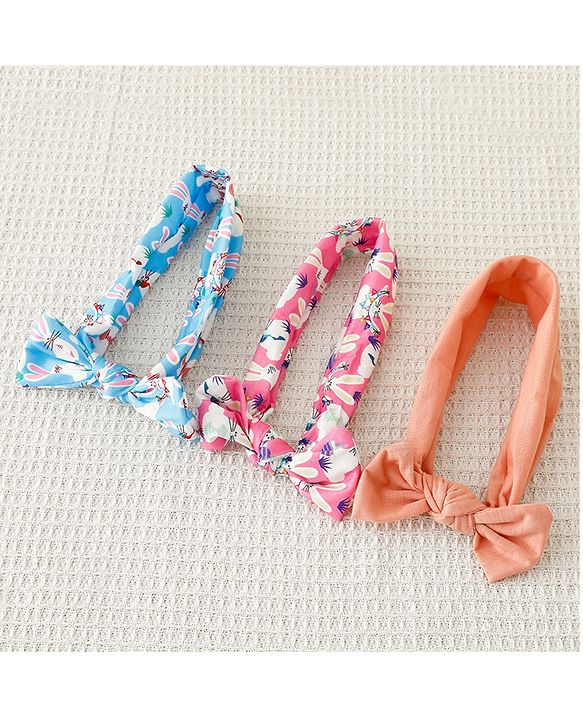 Babyhug Bow Applique Headbands Pack of 3 - Multicolor
