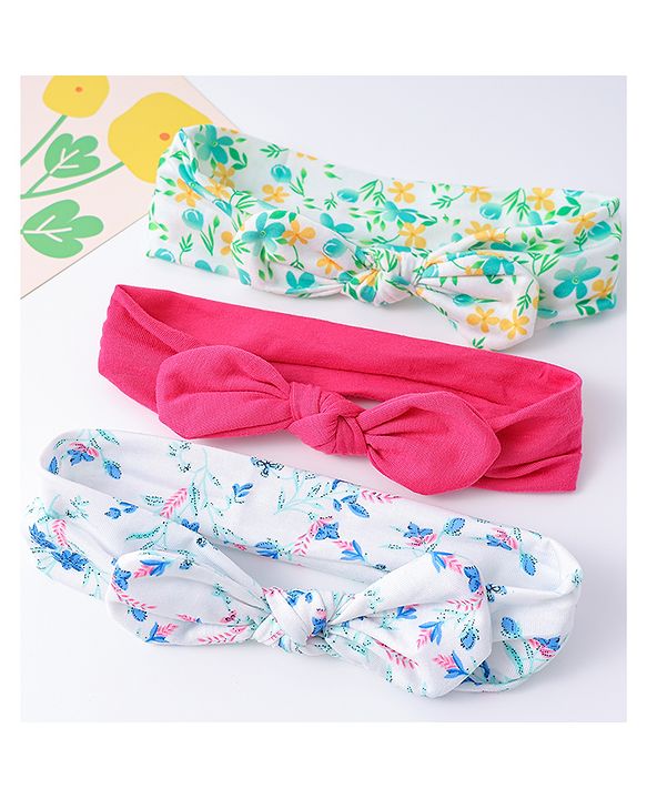 Babyhug Bow Applique Headbands Pack of 3 - Multicolor