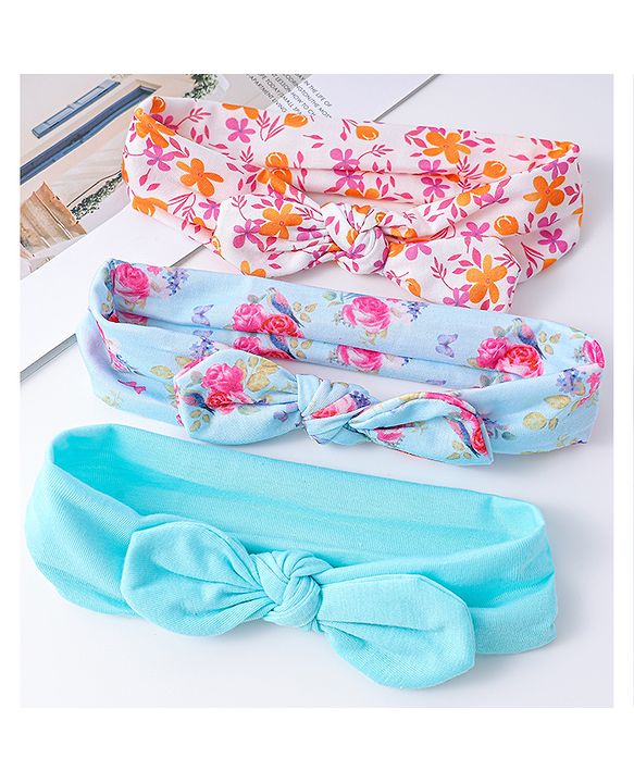 Babyhug Bow Applique Headbands Pack of 3 - Multicolor
