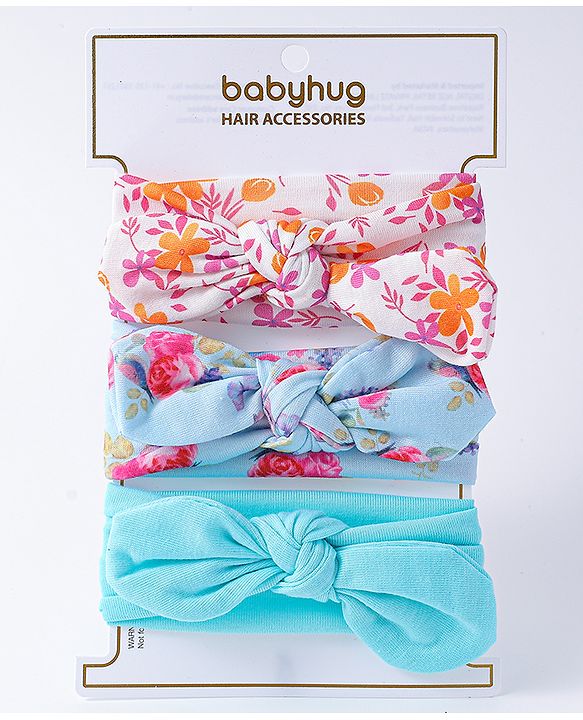 Babyhug Bow Applique Headbands Pack of 3 - Multicolor