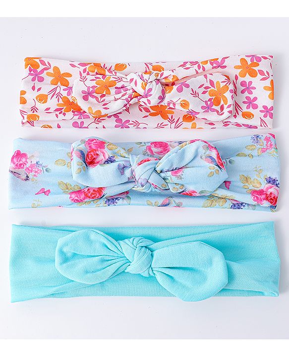 Babyhug Bow Applique Headbands Pack of 3 - Multicolor