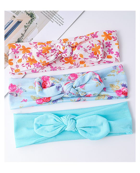 Babyhug Bow Applique Headbands Pack of 3 - Multicolor