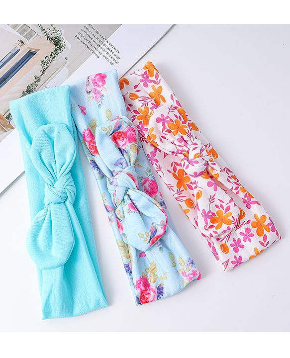 Babyhug Bow Applique Headbands Pack of 3 - Multicolor