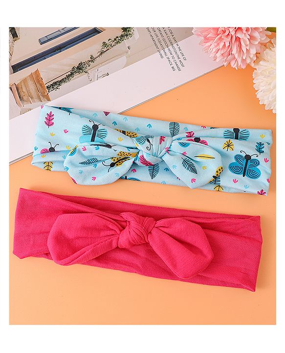 Babyhug Headbands with Knot Detailing Pack of 2 - Blue & Pink