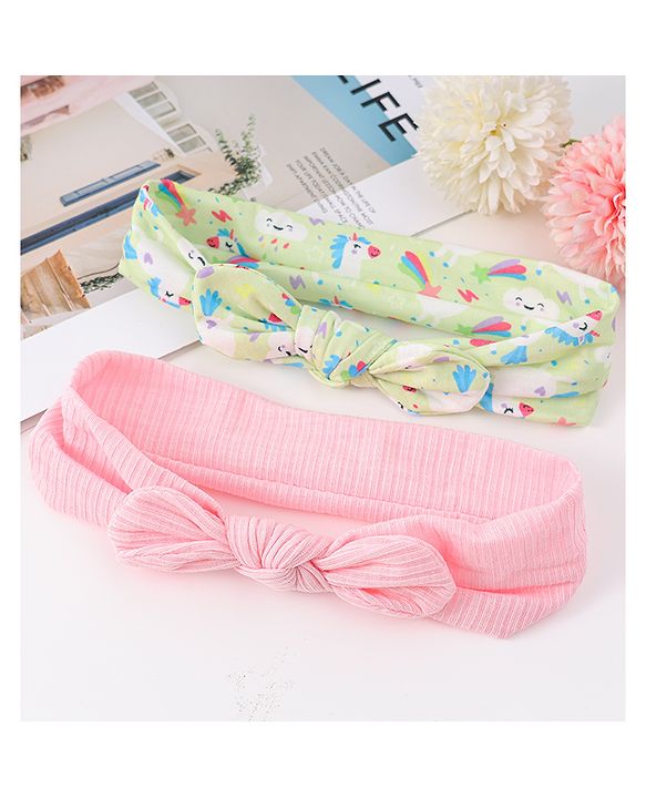 Babyhug Rubber Bands with Bow Applique Pack of 10 - Pink & White