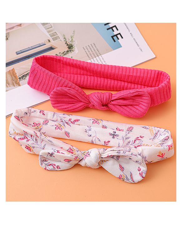 Babyhug Bow Applique Headbands Pack of 2 - Multicolor