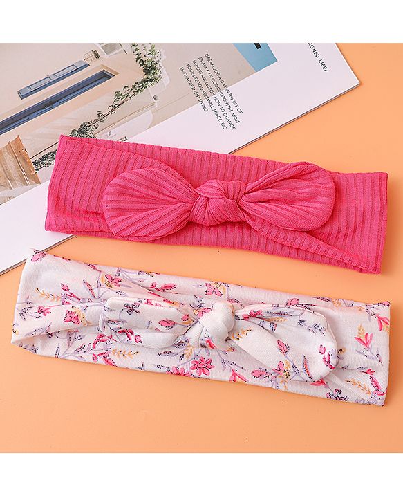 Babyhug Bow Applique Headbands Pack of 2 - Multicolor