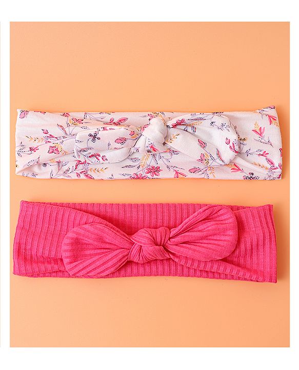 Babyhug Bow Applique Headbands Pack of 2 - Multicolor
