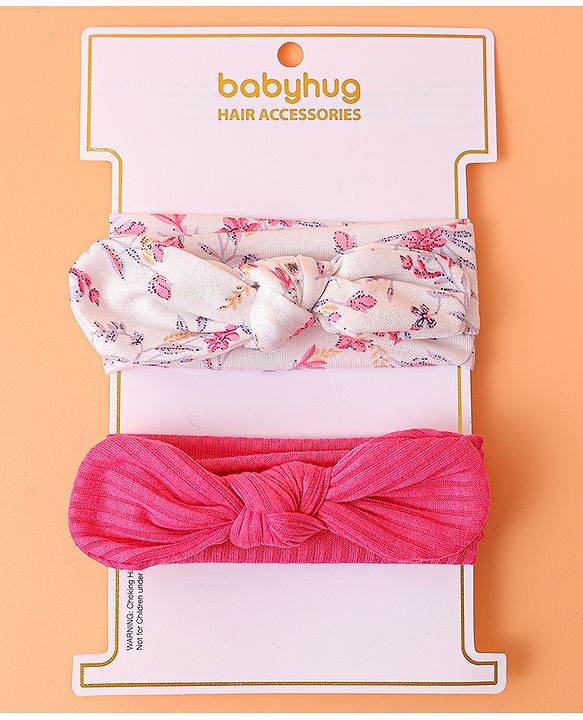 Babyhug Bow Applique Headbands Pack of 2 - Multicolor