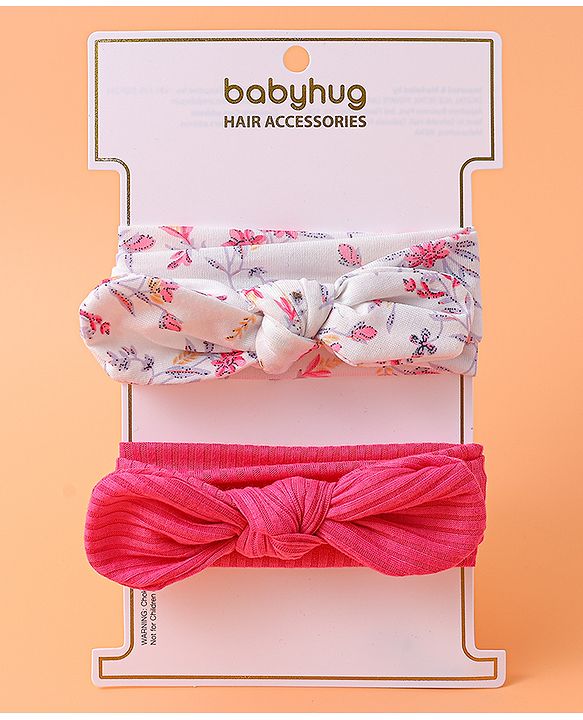Babyhug Bow Applique Headbands Pack of 2 - Multicolor