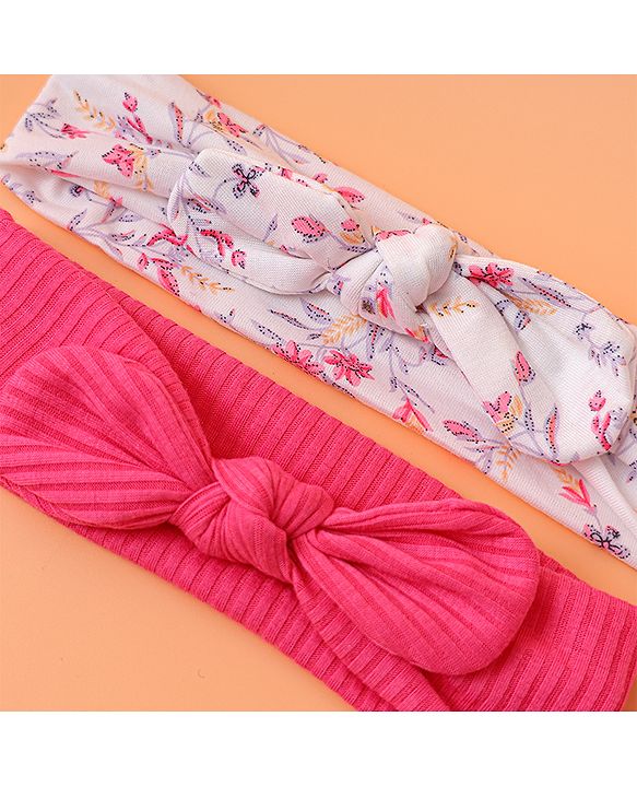 Babyhug Bow Applique Headbands Pack of 2 - Multicolor
