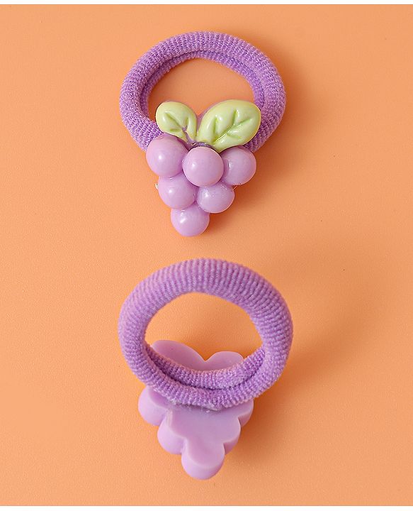 Babyhug Free Size  Rubber Bands with Floral Fruit and Cupcake Applique Pack of 8 - Brown Pink and Yellow