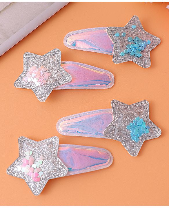 Babyhug Snap Clips with Star Applique Pack of 4 - Multicolor