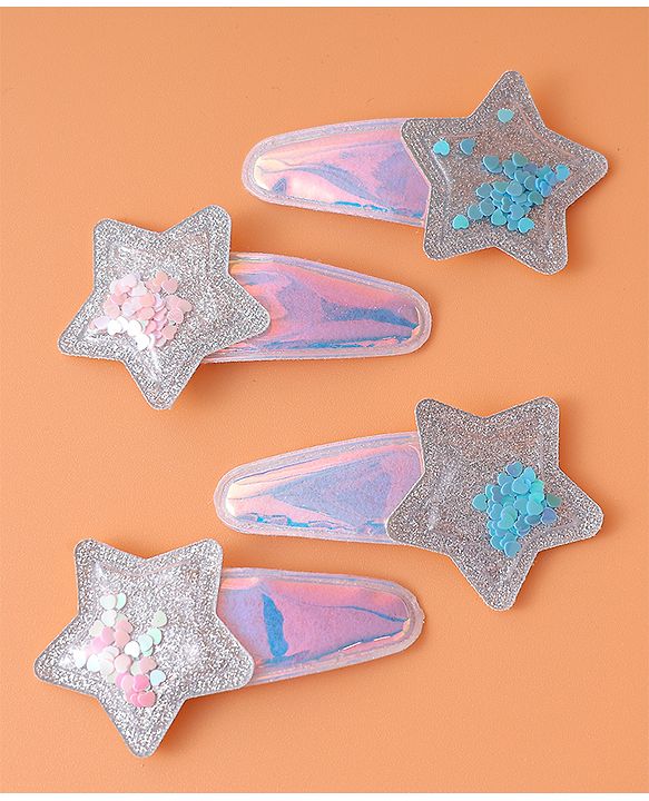 Babyhug Snap Clips with Star Applique Pack of 4 - Multicolor
