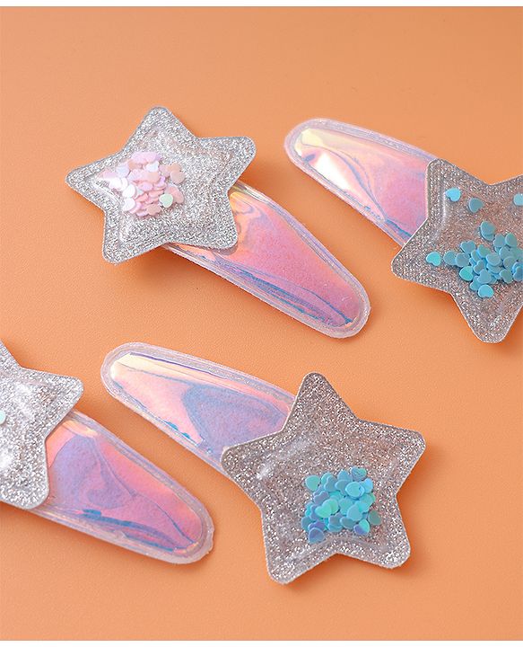 Babyhug Snap Clips with Star Applique Pack of 4 - Multicolor