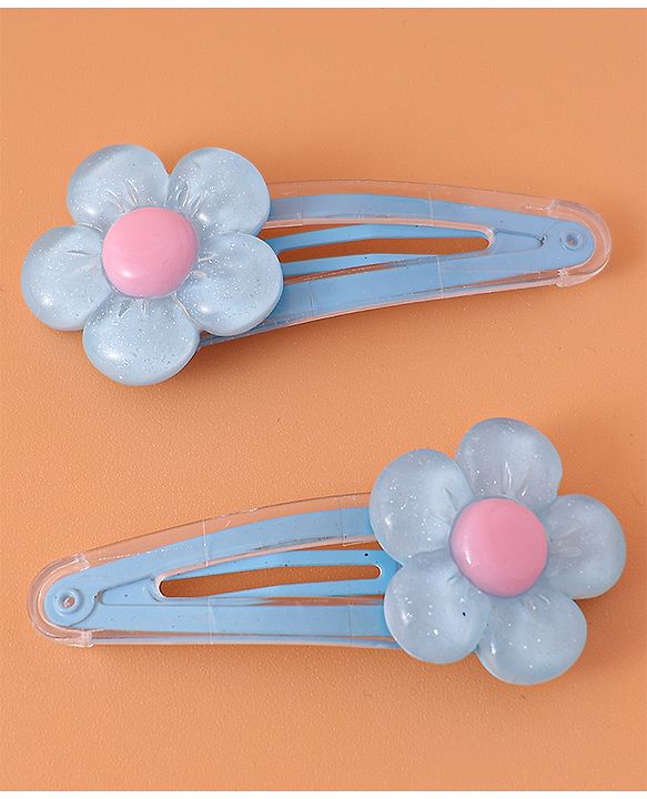 Babyhug Snap Clips with Floral Applique Pack of 6 - Pink Blue and Lilac