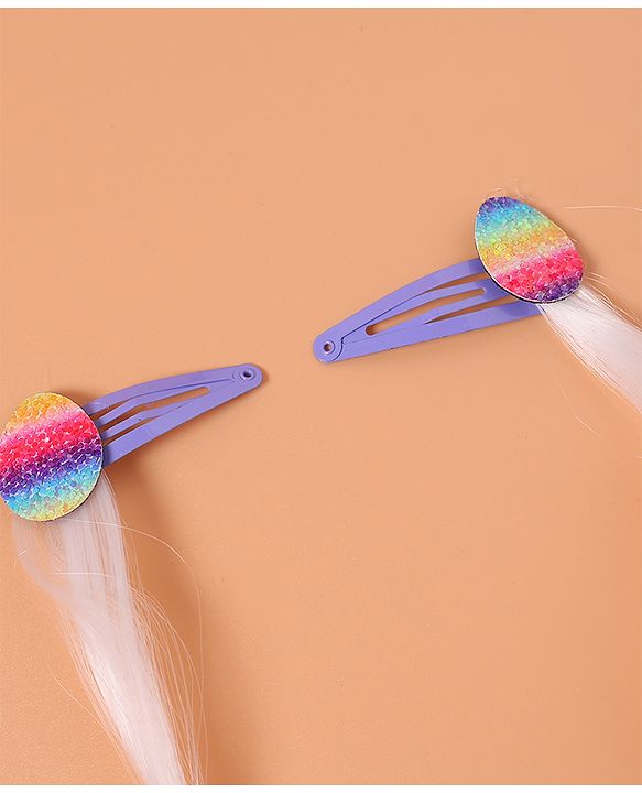 Babyhug Snap Clips with Hair Extensions Pack of 4 - Pink and Sky Blue
