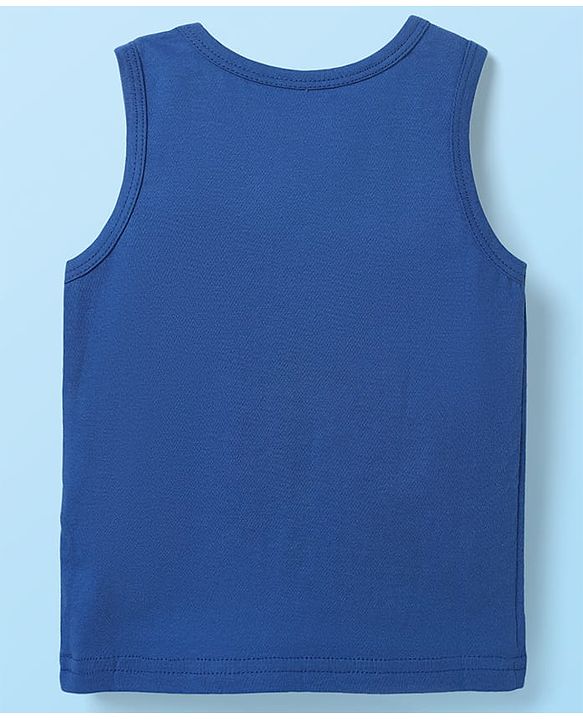 Babyhug 100% Cotton Sleeveless Animal Printed & Striped Sando Pack Of 3 -Orange Navy Blue & Yellow