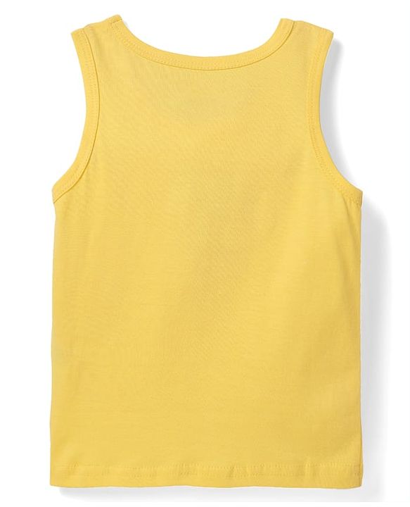 Babyhug 100% Cotton Sleeveless Teddy & Star Printed Sando Pack Of 3 -Purple Yellow & Blue