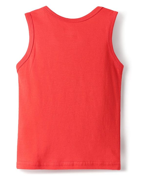 Babyhug 100% Cotton Single Jersey Knit Sleeveless Sando With Stripes & Dino Print Pack Of 3 - Red & Navy Blue