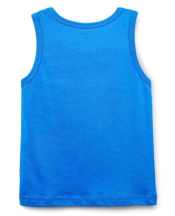 Babyhug 100% Cotton Single Jersey Knit Sando Stripes & Animal Print Pack Of 3 - Yellow Navy Blue & Blue