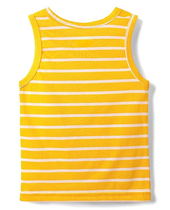 Babyhug 100% Cotton Single Jersey Knit Sleeveless Sando Vest with Stripe Design - Yellow