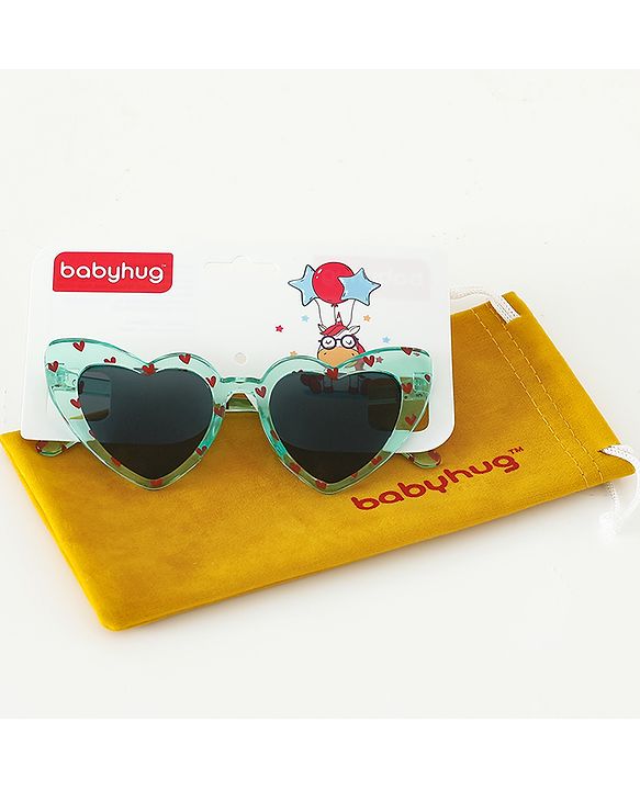 Babyhug Free Size Heart Shape Sunglasses - Green