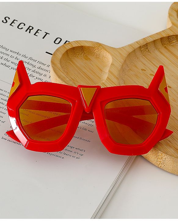 Babyhug Sunglasses With Bat Man Shape - Red