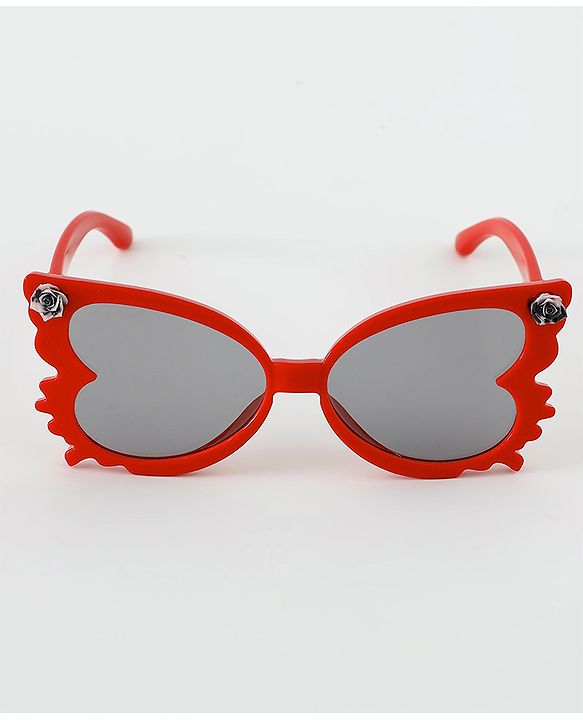 Babyhug Solid Coloured  Sunglasses with Floral Applique - Red