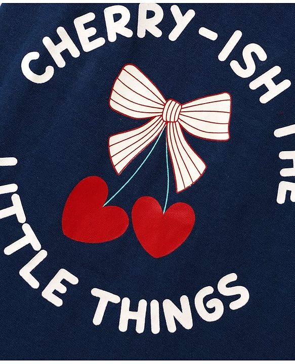 Babyhug 100% Cotton Knit Half Puffed Sleeves T-Shirts with Bow & Heart Print Pack of 3 - Red White & Navy Blue