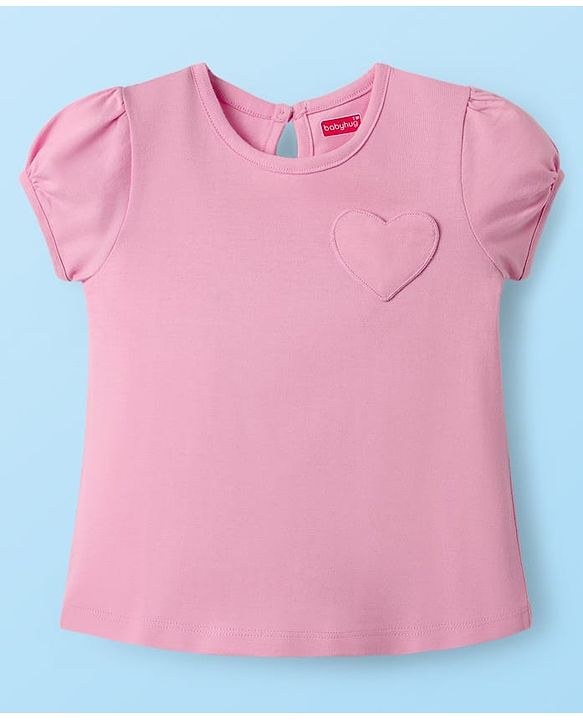 Babyhug 100% Cotton Knit T-Shirts with Text Heart Print & Patch Detailing Pack of 3 - Red Pink & White