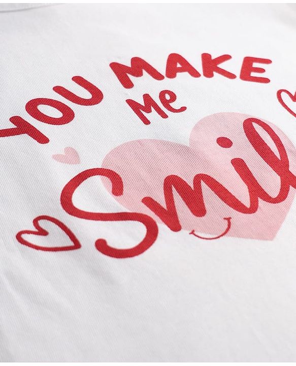 Babyhug 100% Cotton Knit T-Shirts with Text Heart Print & Patch Detailing Pack of 3 - Red Pink & White