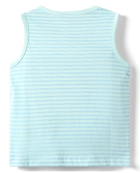 Babyhug Interlock Knit Sleeveless Striped Tank T-Shirt & Shorts Set - Light Blue
