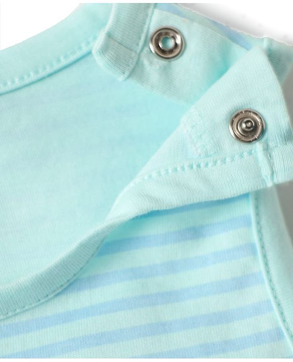 Babyhug Interlock Knit Sleeveless Striped Tank T-Shirt & Shorts Set - Light Blue