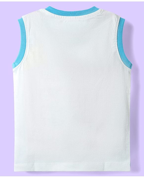 Babyhug Single Jersey Knit Sleeveless Tank T-Shirt & Shorts Set with Animal Print - Light Blue