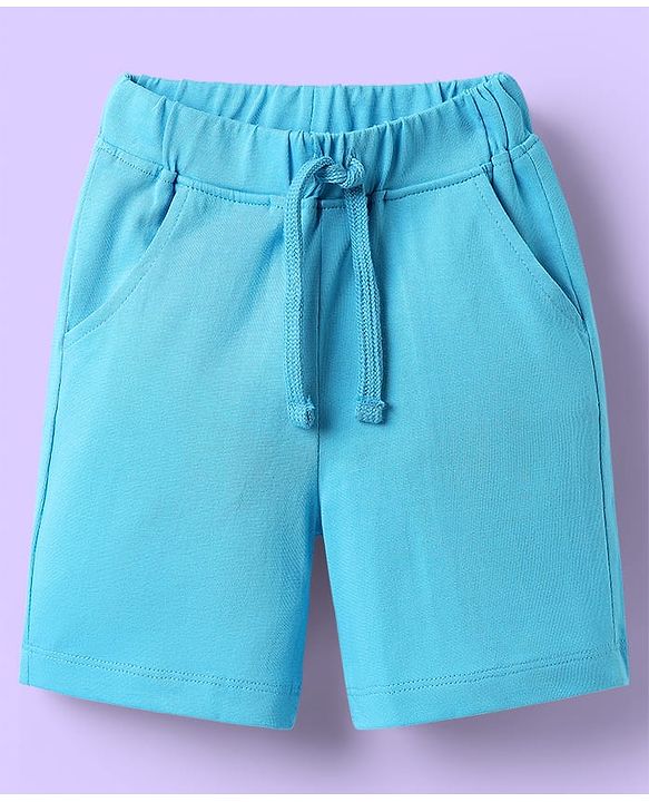 Babyhug Single Jersey Knit Sleeveless Tank T-Shirt & Shorts Set with Animal Print - Light Blue