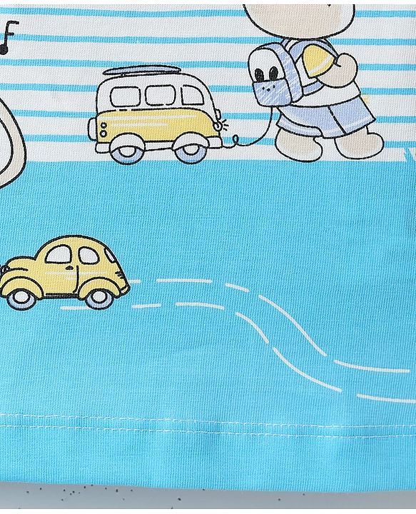 Babyhug Single Jersey Knit Sleeveless Tank T-Shirt & Shorts Set with Animal Print - Light Blue