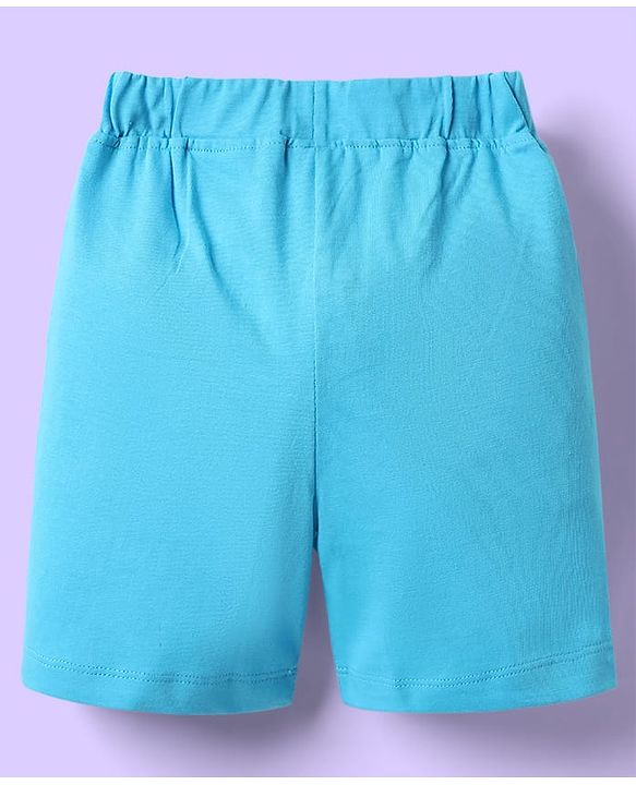 Babyhug Single Jersey Knit Sleeveless Tank T-Shirt & Shorts Set with Animal Print - Light Blue