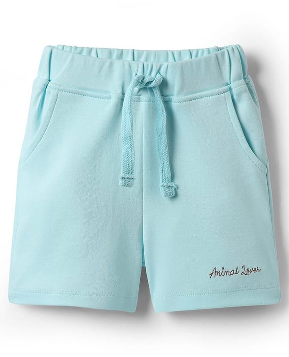 Babyhug Interlock Knit Half Sleeves T-Shirt & Shorts Set with Jungle Theme Print - Light Blue