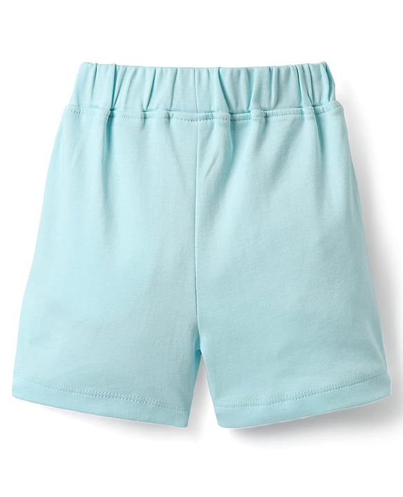 Babyhug Interlock Knit Half Sleeves T-Shirt & Shorts Set with Jungle Theme Print - Light Blue