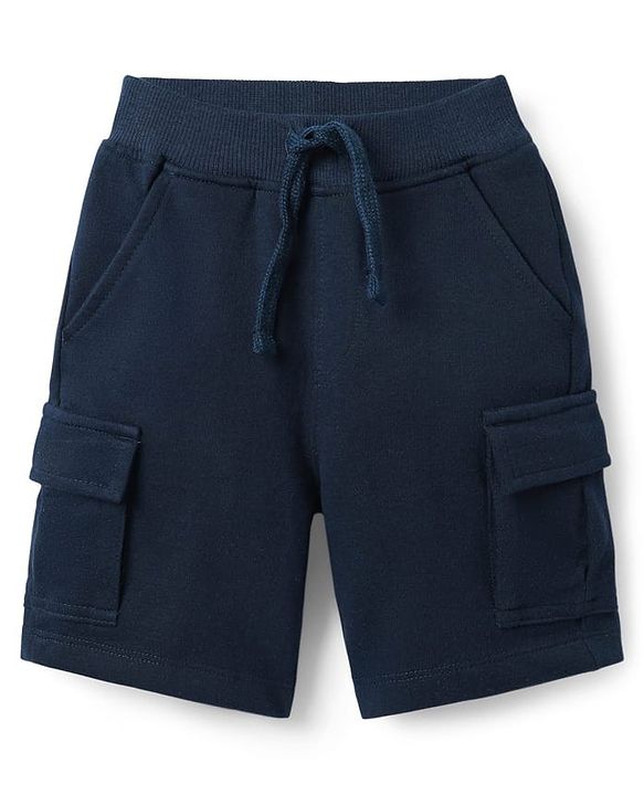 Babyhug Single Jersey Knit Half Sleeves T-Shirt & Shorts Set with Nautical Theme Print - Yellow & Navy Blue