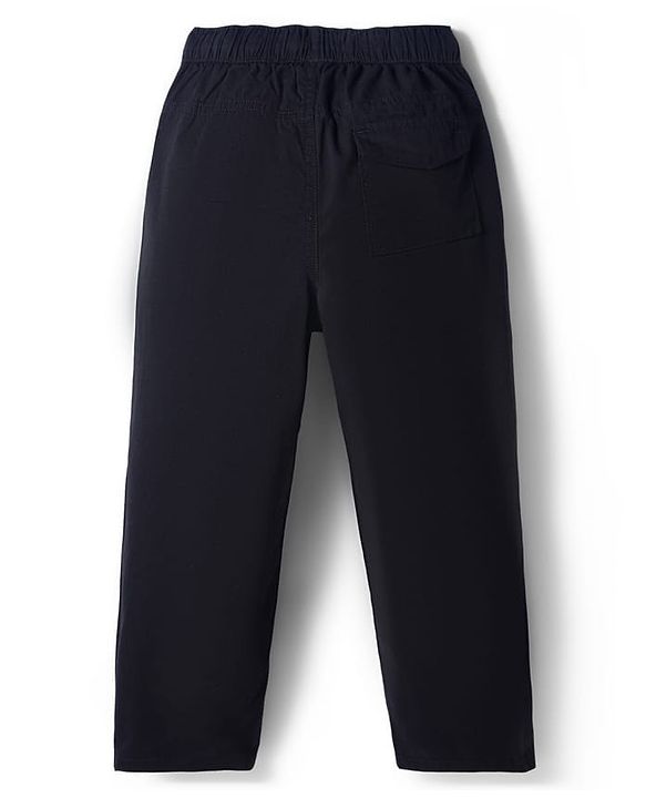 Pine Kids Cotton Elastane Woven Full Length Solid Colour Trouser Pant - Black
