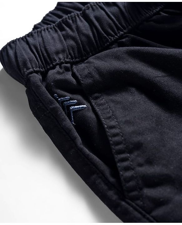 Pine Kids Cotton Elastane Woven Full Length Solid Colour Trouser Pant - Black