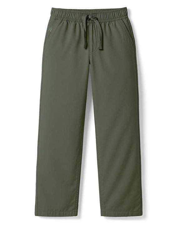 Pine Kids Cotton Elastane Woven Full Length Solid Colour Trouser Pant - Black