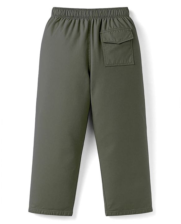 Pine Kids Cotton Elastane Woven Full Length Solid Colour Trouser Pant - Black